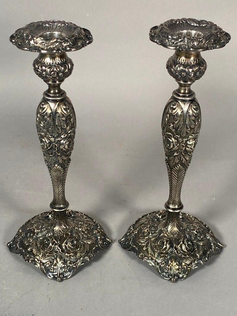 Pair Steiff Sterling Silver Repousse Candlesticks (1 of 6)