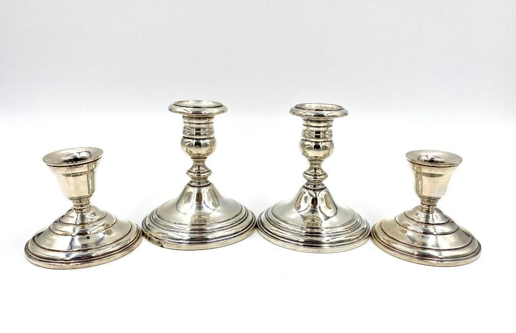 Two Pairs of Weighted Sterling Silver Candlesticks (1 of 12)