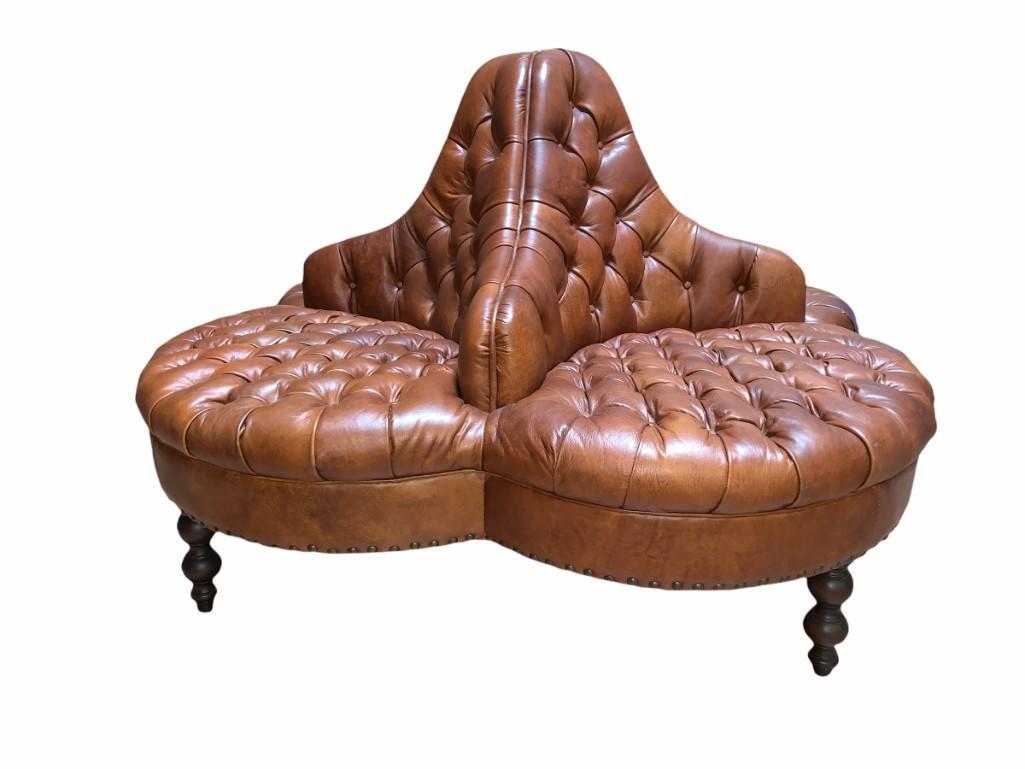 Victorian Style Tufted Leather Conversation Seat (1 of 9)