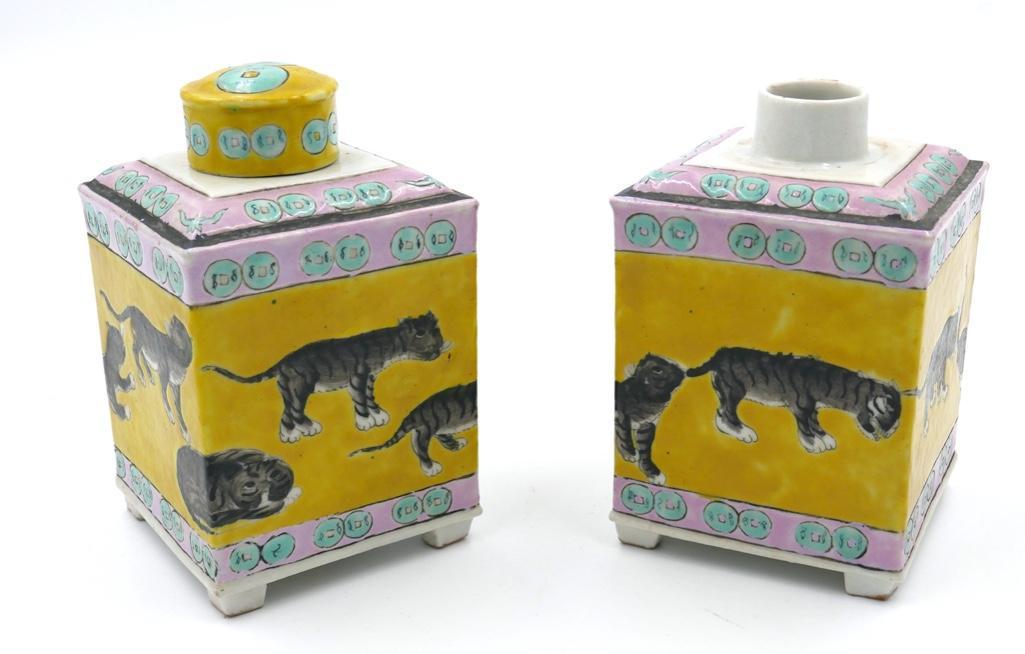 Two Chinese Tea Caddies, Wang Yue Tai, Shanghai, China (1 of 8)