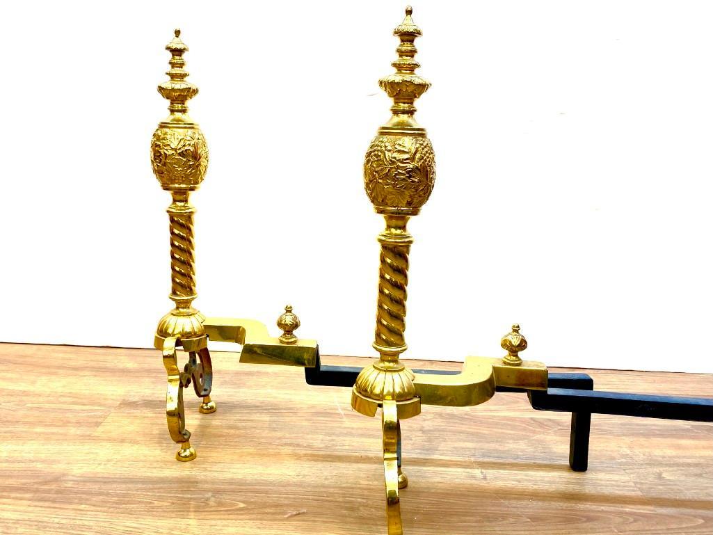 Pair of Brass Andirons, late 19thc. (1 of 5)