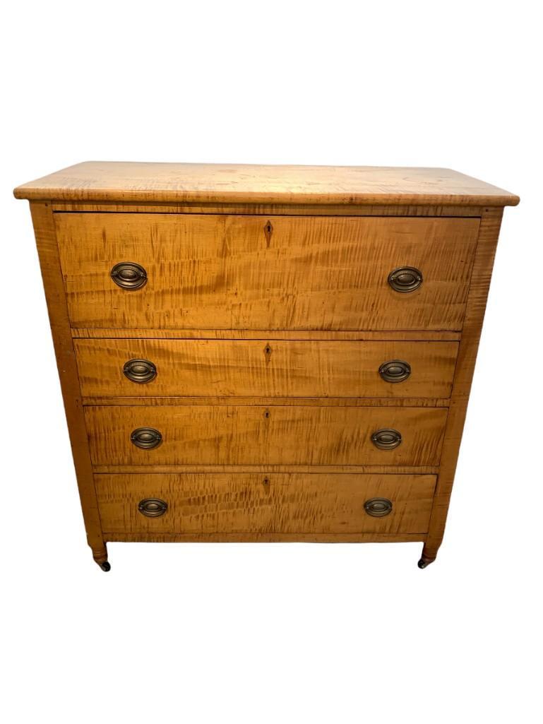 American Curly Maple Chest, 19thc. (1 of 15)