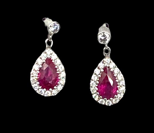 Pico Tear Drop Ruby and Diamond Drop Earrings (1 of 1)