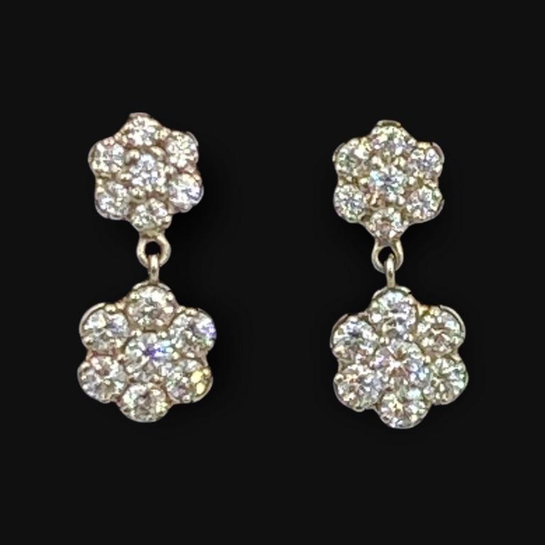 Suna Brothers Double Flower Form Ear Pendants (1 of 1)