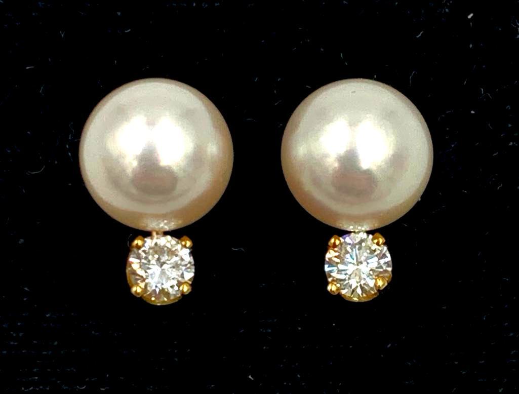 Mastoloni Pearl and Diamonds Ear Studs (1 of 1)