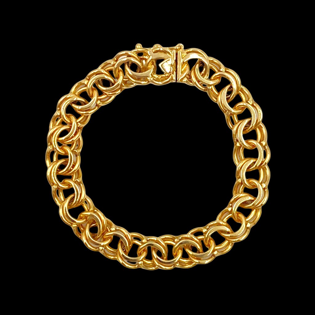 14K Double Circle Linked Bracelet (1 of 3)