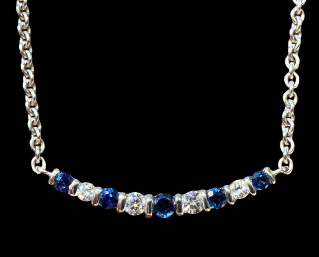 Suna Brothers Sapphire and Diamond Bar Pendant on Chain (1 of 2)