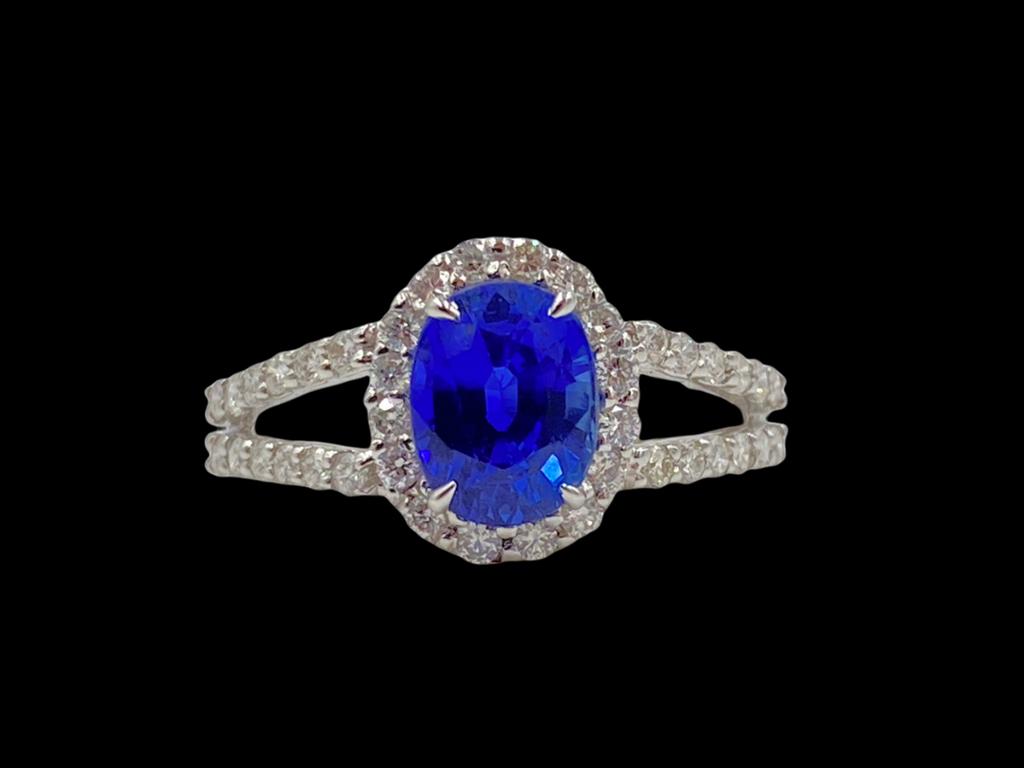 Oval Sapphire and Diamond Halo Ring (1 of 5)