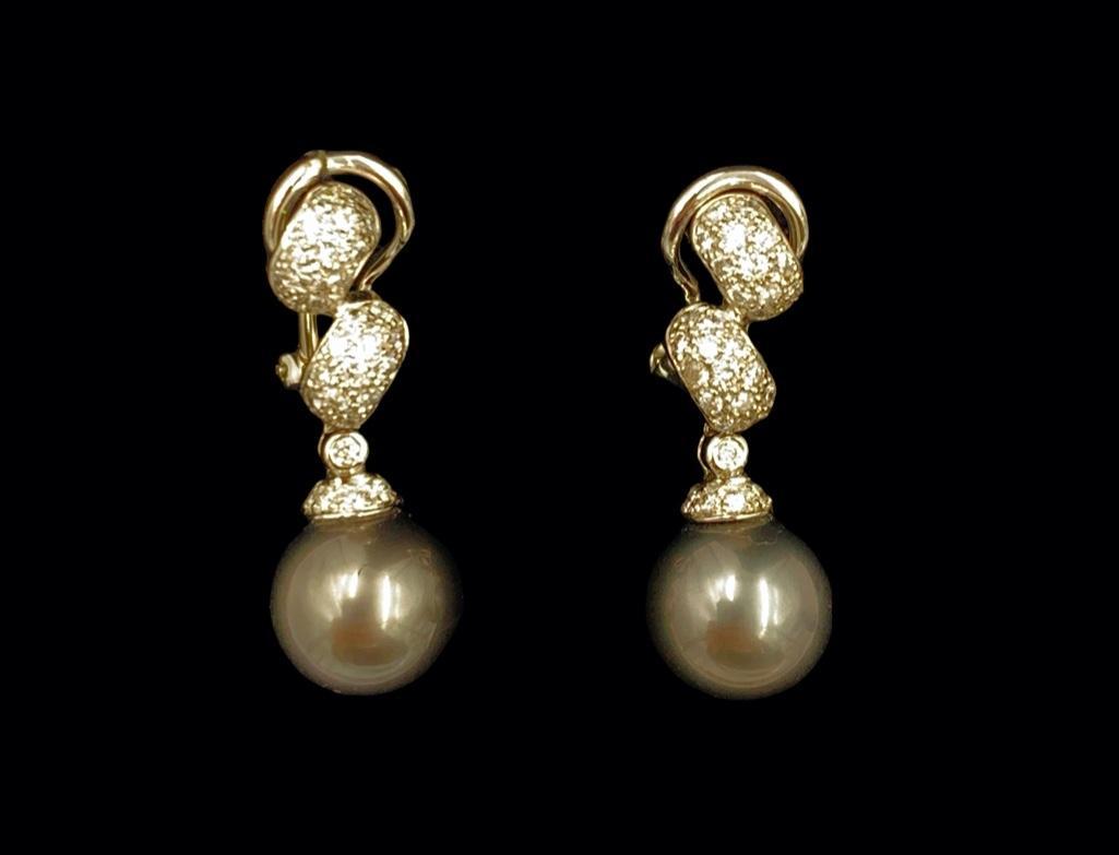 Delia Tahitian Pearl and Diamond Pave Earrings (1 of 4)