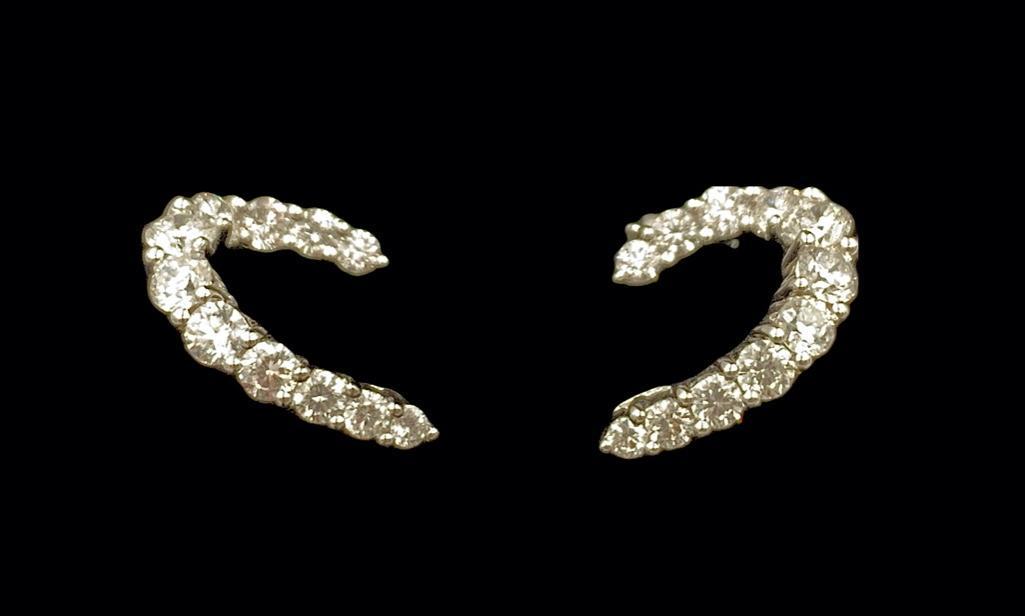 Delicate Gem Graduated Diamond C Shape Earrings (1 of 3)