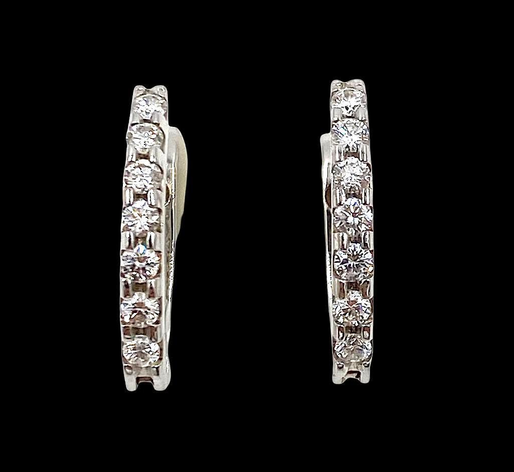 Delicate Gem Diamond Hoop Earrings (1 of 3)