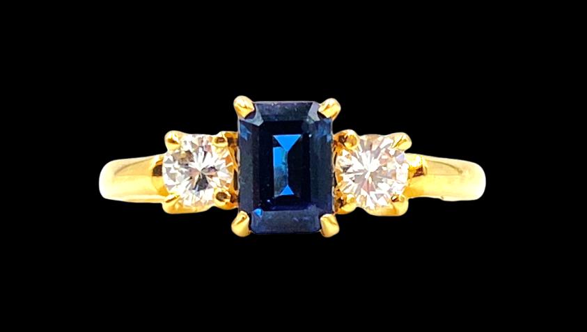 Emerald Cut Sapphire and Diamond Ring (1 of 5)