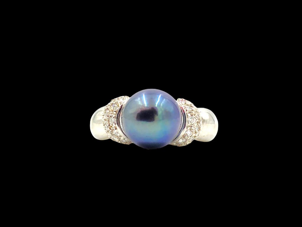 Delia Tahitian Pearl and Pave Diamond Ring (1 of 5)