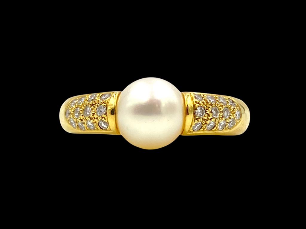 T. S. L. White Pearl and Pave Diamond Ring, After (1 of 5)