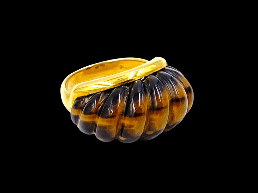 Marvin Schluger Carved Tiger Eye Dome Ring (1 of 5)