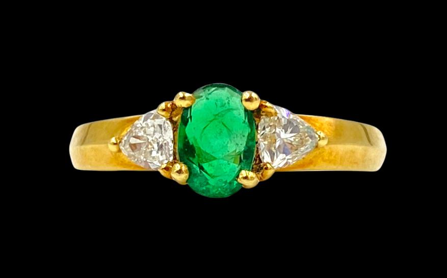 Emerald and Trillion Cut Diamond Ring (1 of 4)