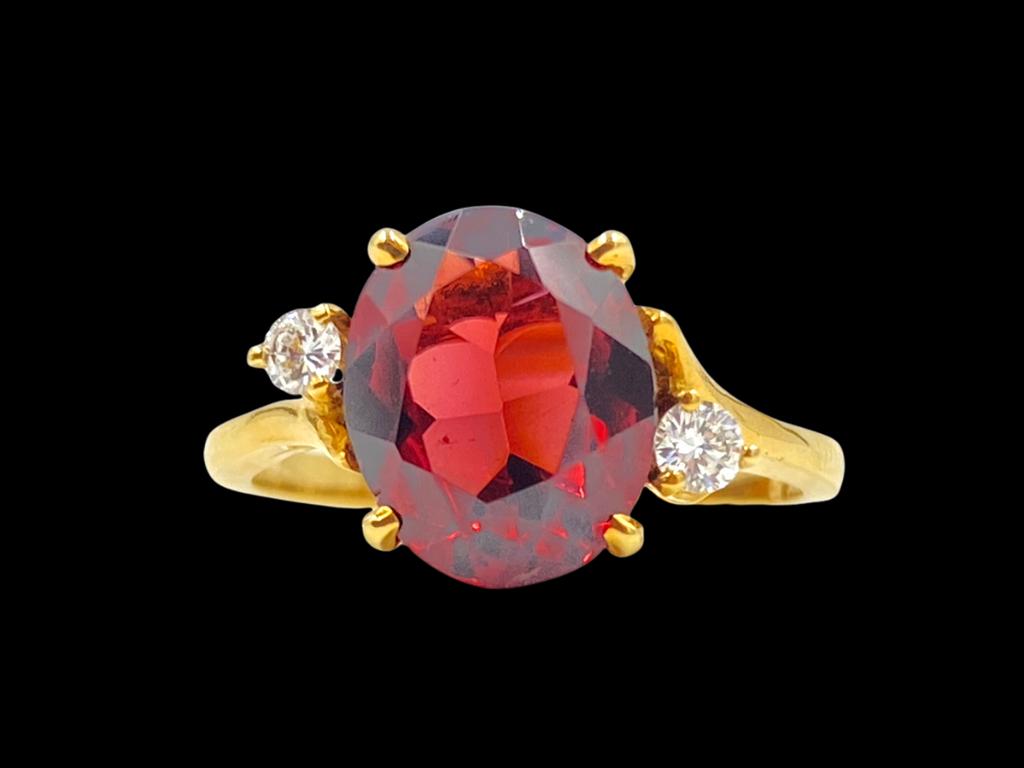 Round Garnet and Diamond Ring (1 of 4)