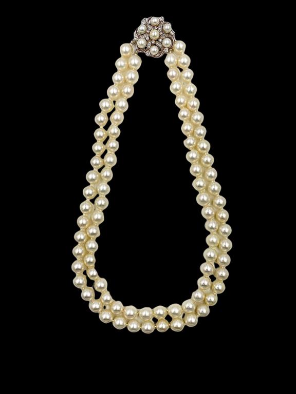 Estate Double Strand 8.5mm Pearl Necklace with 1K (1 of 5)
