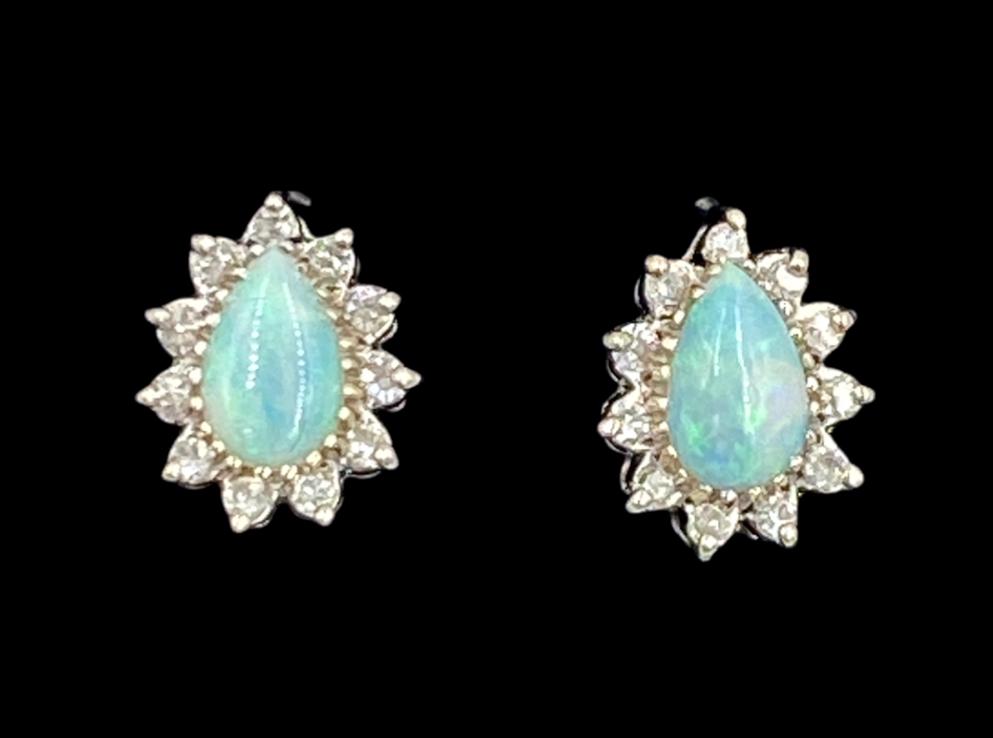 Pear Cut Opal and Diamond Studs (1 of 1)