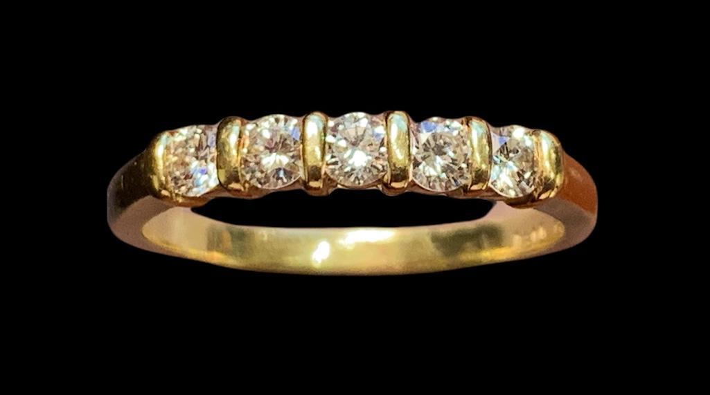 Delicate Gem Commono Bar Set Five Stone Diamond Ring (1 of 6)