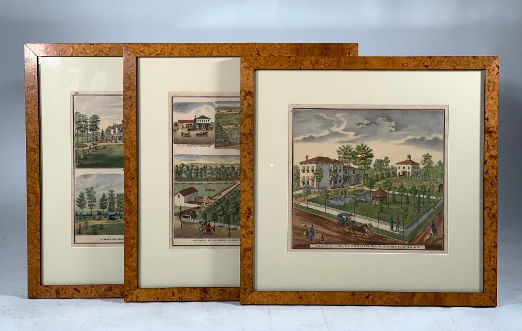 Atlas of Cuyahoga County, Three Framed Lithographs (1 of 5)