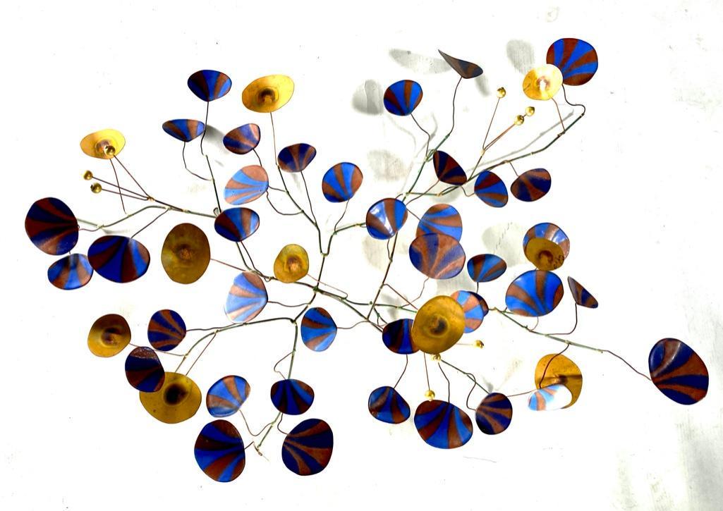 Curtis Jere Brass and Enamel Wall Sculpture, Raindrops (1 of 7)