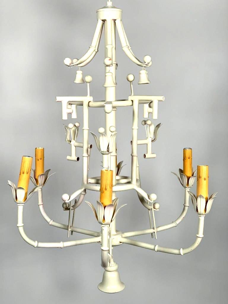 Painted Tole Pagoda Form Chandelier (1 of 11)