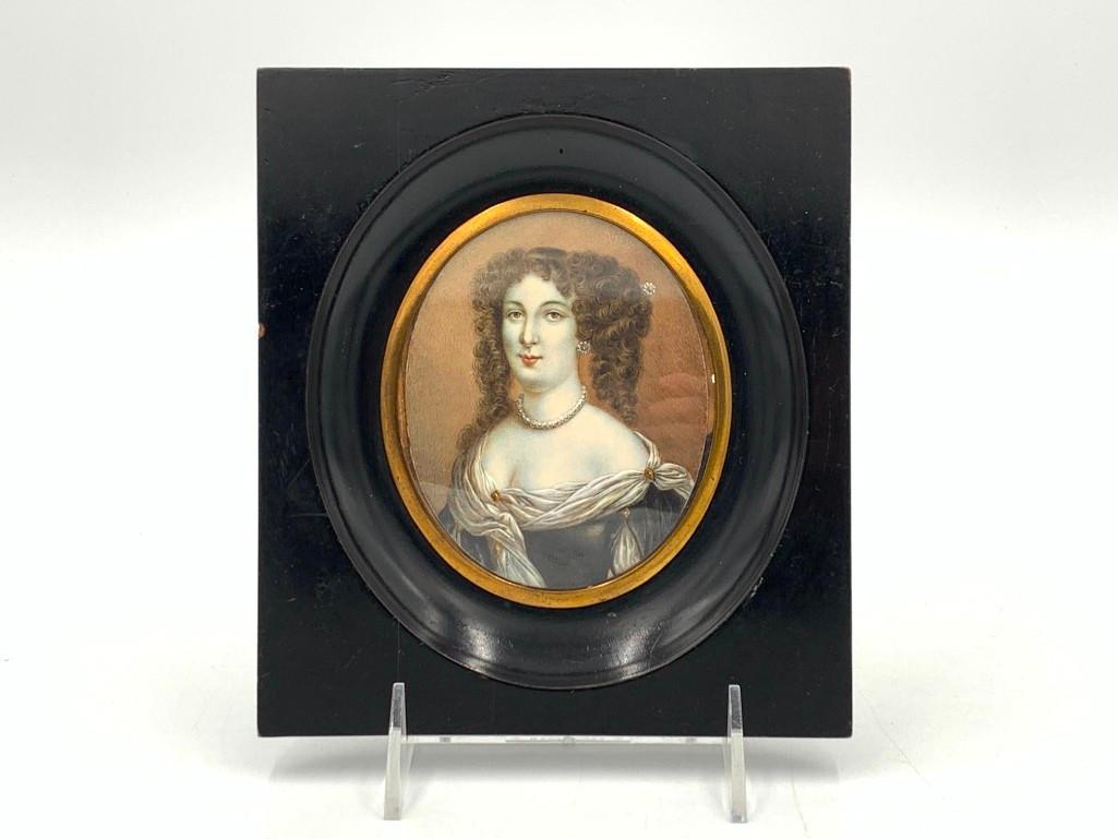 Hand Painted Portrait Miniature, 17thc. Beauty (1 of 4)