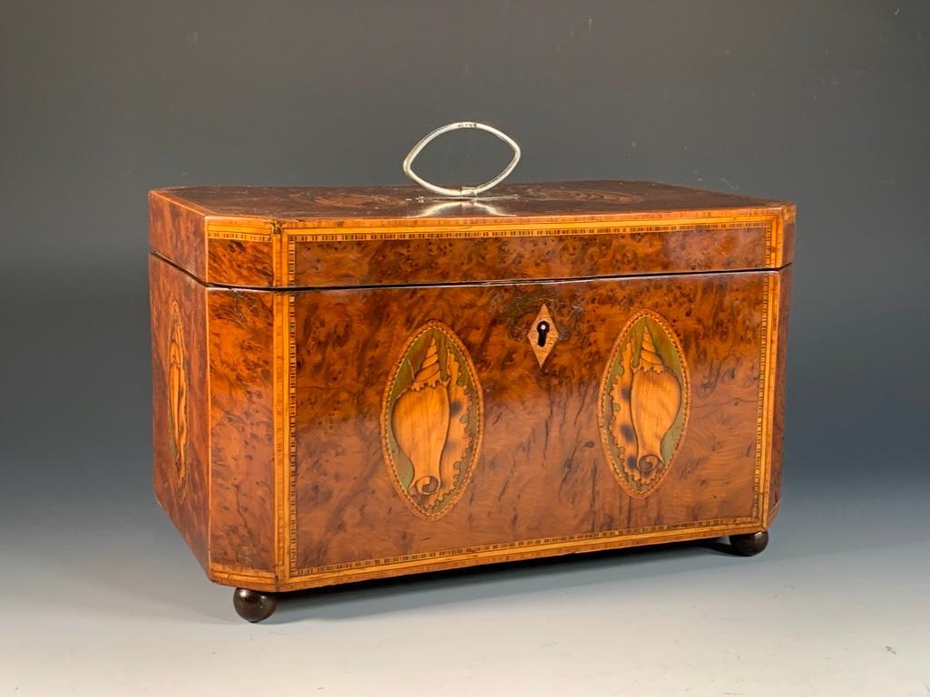 Georg III Marquetry Inlaid Tea Caddy, late 18thc. (1 of 9)