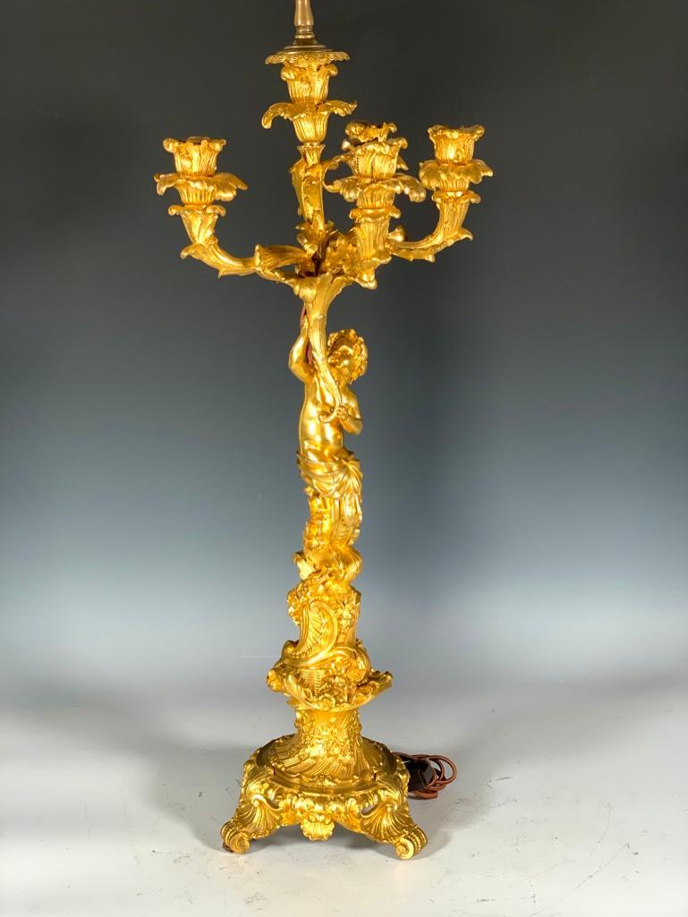 Gilt Bronze Four Light Candelabra Table Lamp (1 of 8)