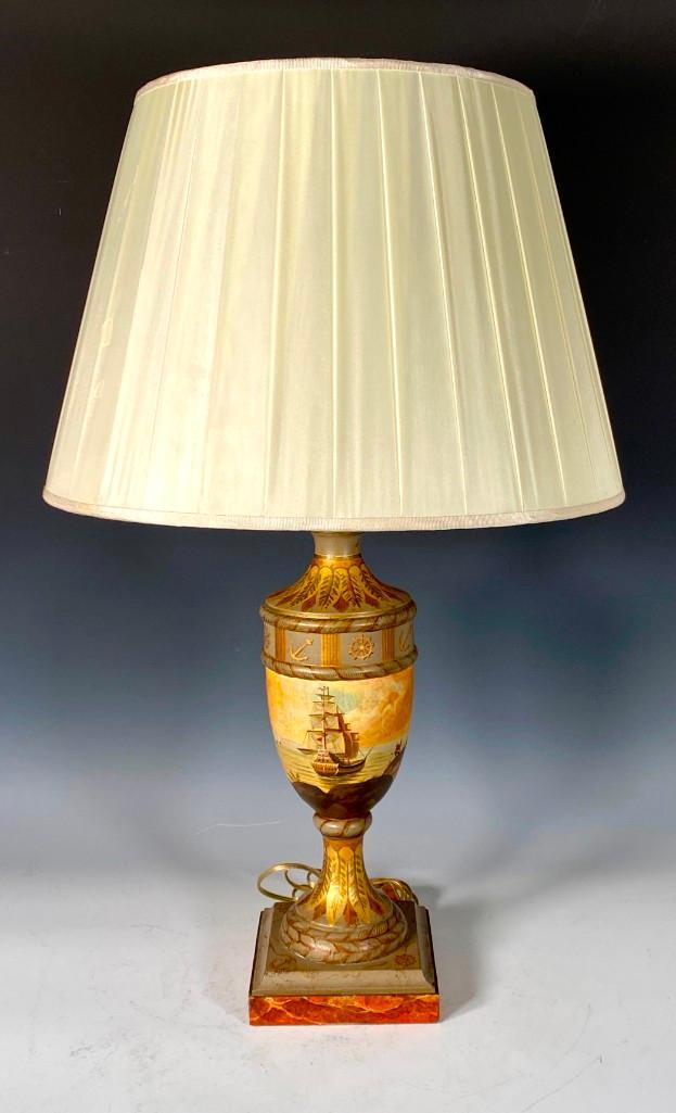 Hand Painted Shipping Subject Wood Table Lamp (1 of 11)