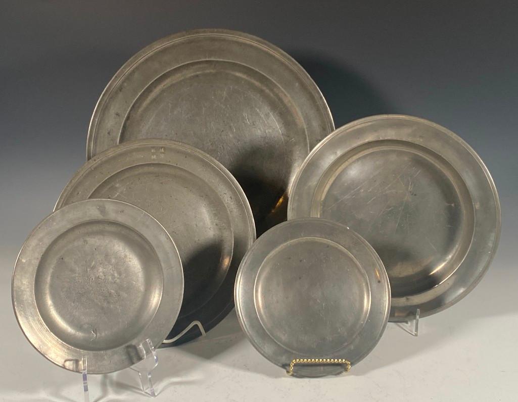 Lot of Antique Pewter Plates and Charger (1 of 15)