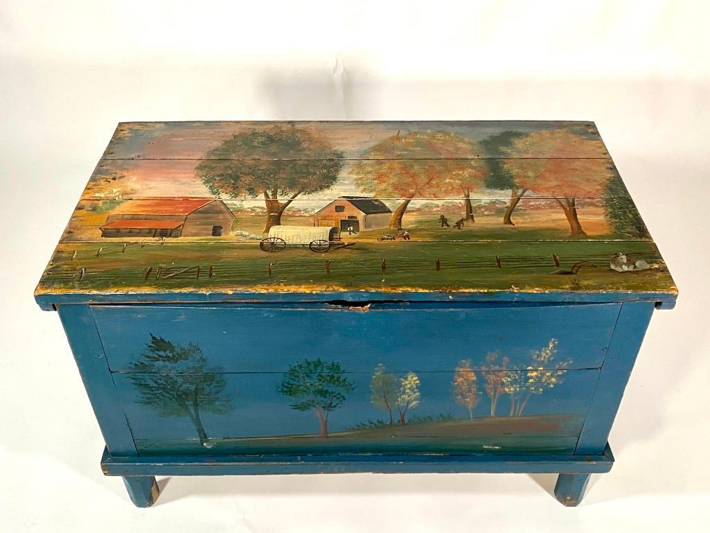 Hand Painted Lift Top Chest, American (1 of 8)