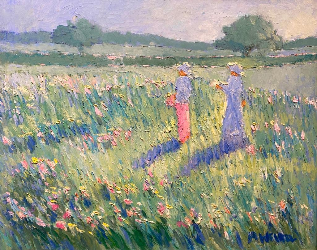 20thc. School Oil, Figures in a Field (1 of 10)