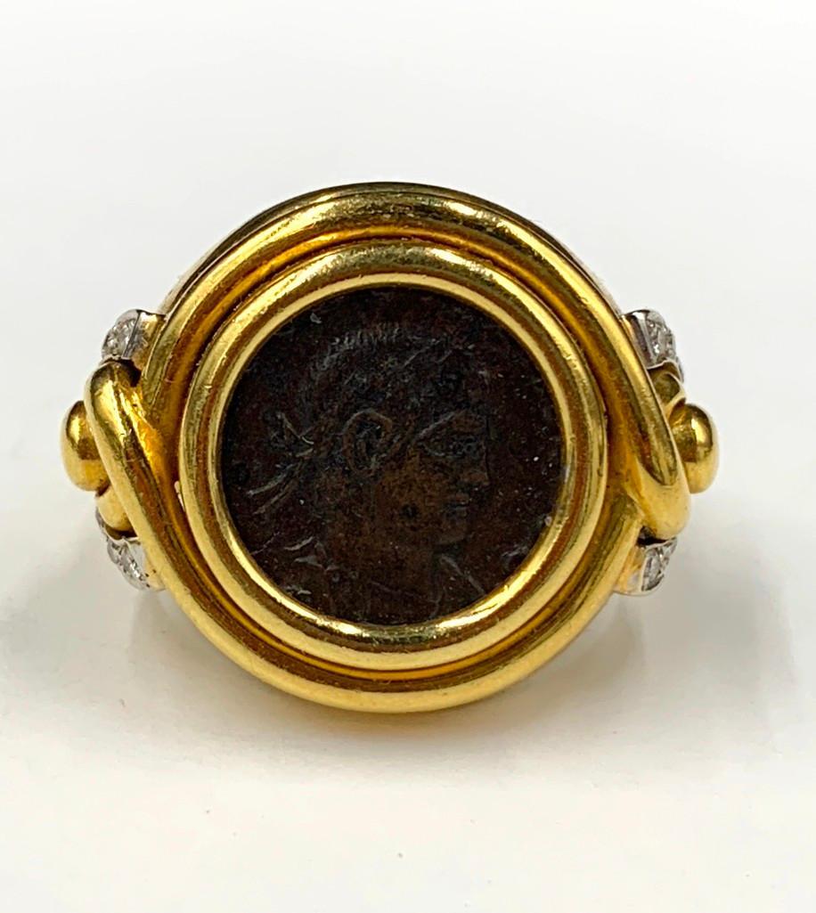 Konstantino 18K Gold and Diamond Roman Coin Ring (1 of 10)