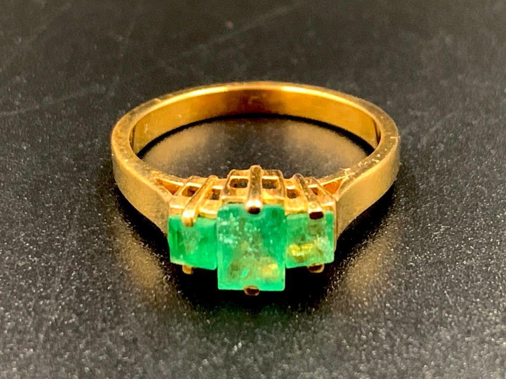 22K Gold and Emerald Three Stone Ring (1 of 4)