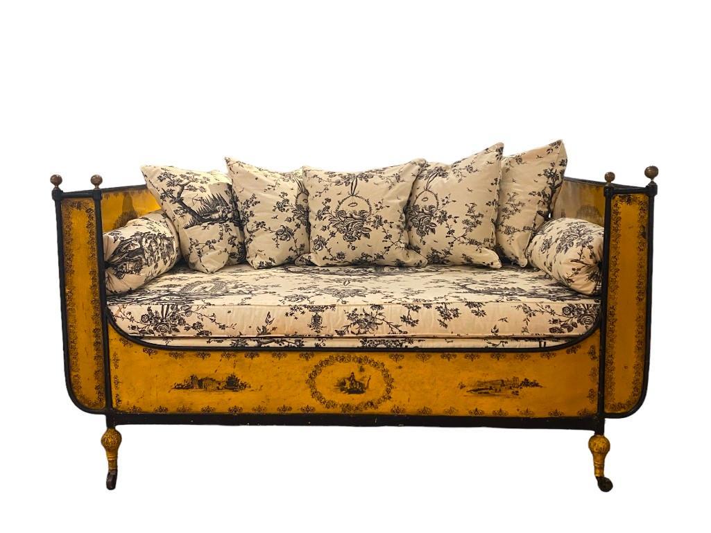 French Tole Painted Daybed in Campaign Style, 19thc. (1 of 17)