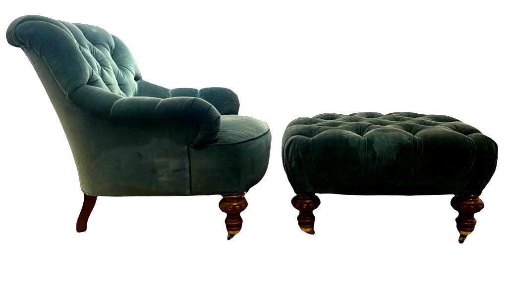 Baker Furniture Upholstered Lounge Chair and Ottoman (1 of 10)