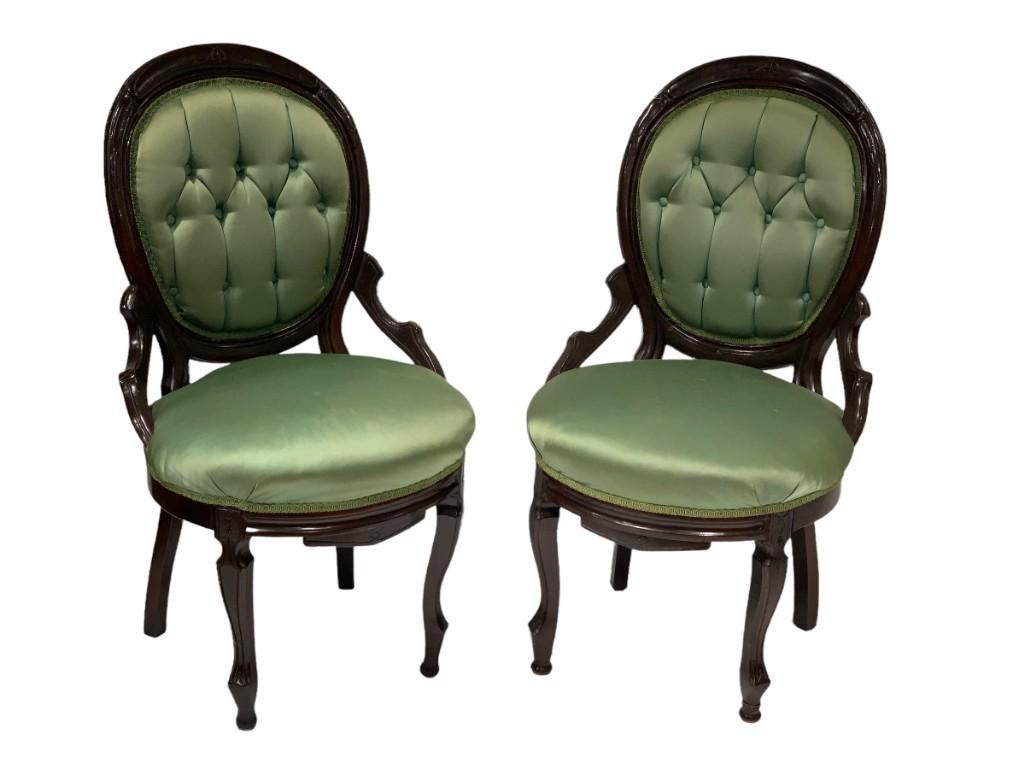 Pair Victorian Walnut Side Chairs (1 of 10)