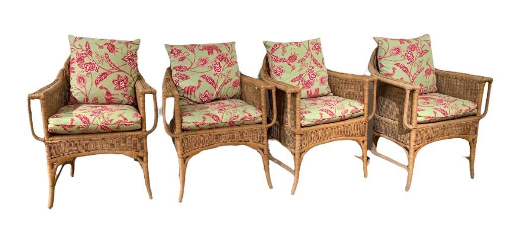 Set of Four Rattan Cushioned Chairs (1 of 4)