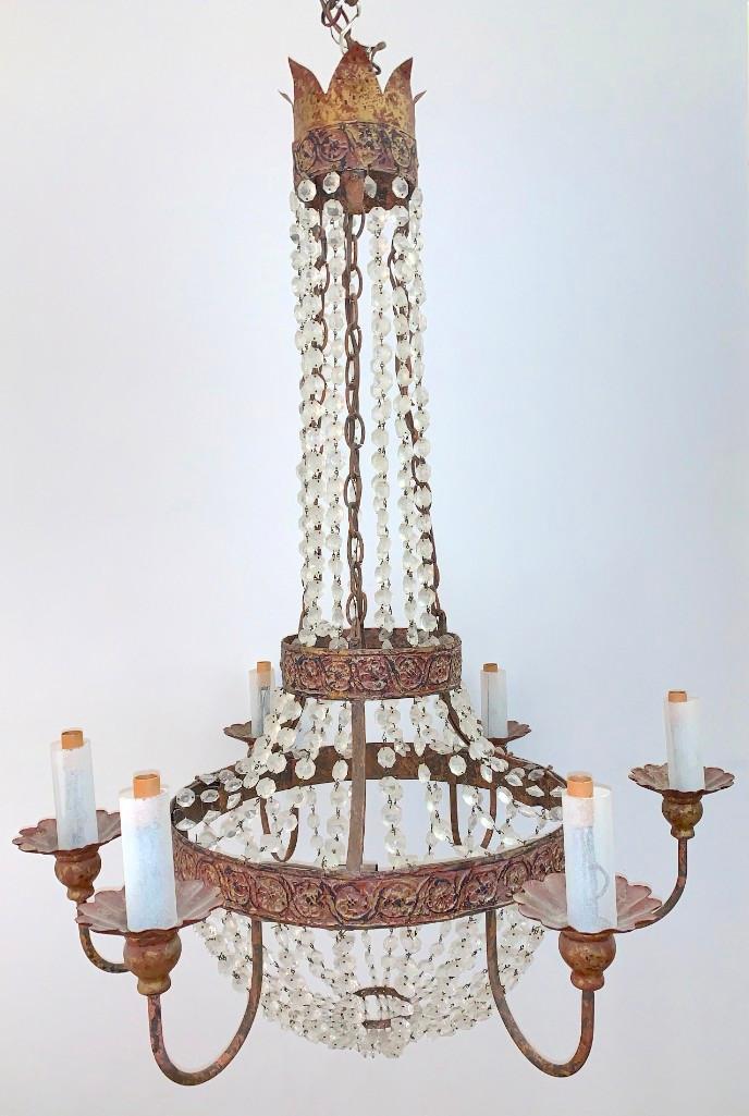 Six Light Painted Tole Chandelier, Niermann Weeks (1 of 7)