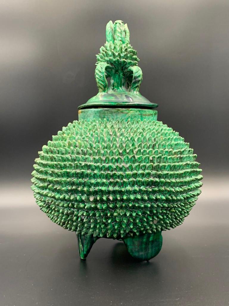 Asian Green Glazed Covered Vase (1 of 7)