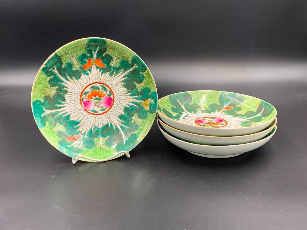 Four Chinese Porcelain Cabbage Design Bowls (1 of 4)