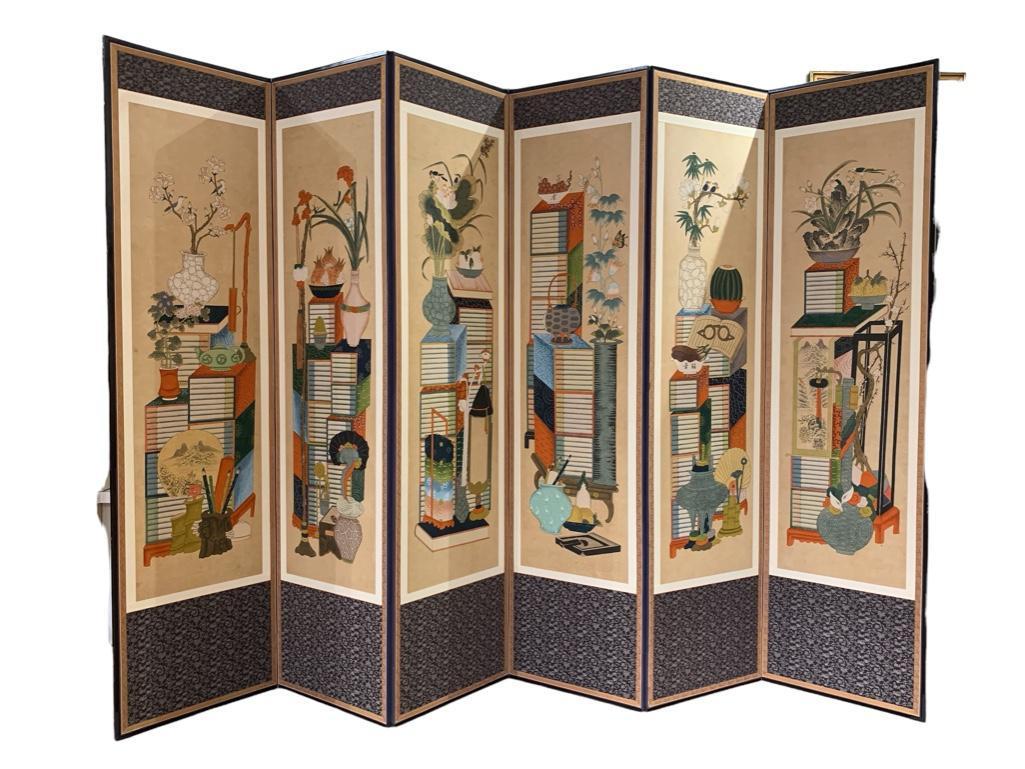 Korean Chaekgeori Six Panel Screen, Modern (1 of 9)