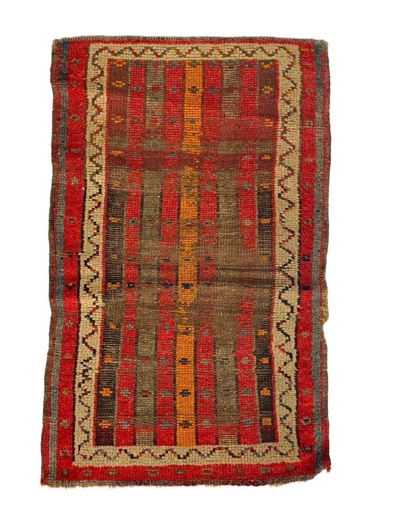 Antique Wool Carpet, Tribal Mat, 2'8" x 1'8" (1 of 9)