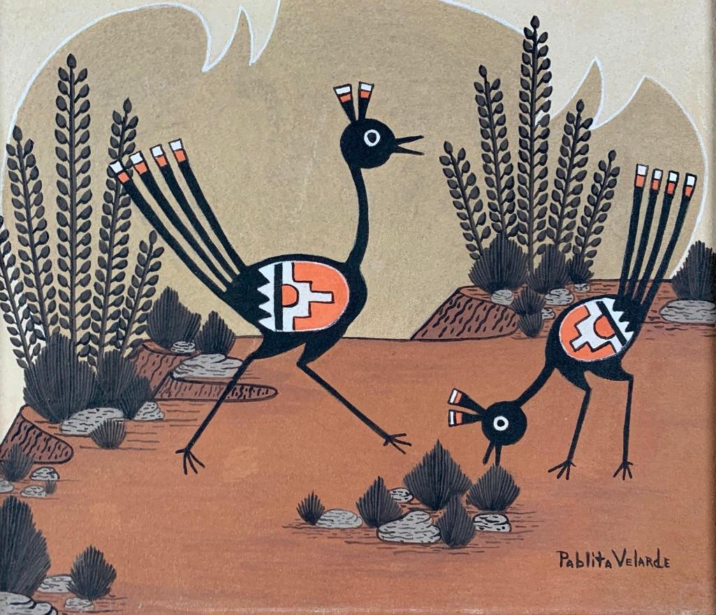 Pablita Velarde Earth Painting, Road Runners (1 of 5)