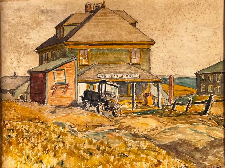 Theophile Schneider Watercolor, Monhegan Store (1 of 7)