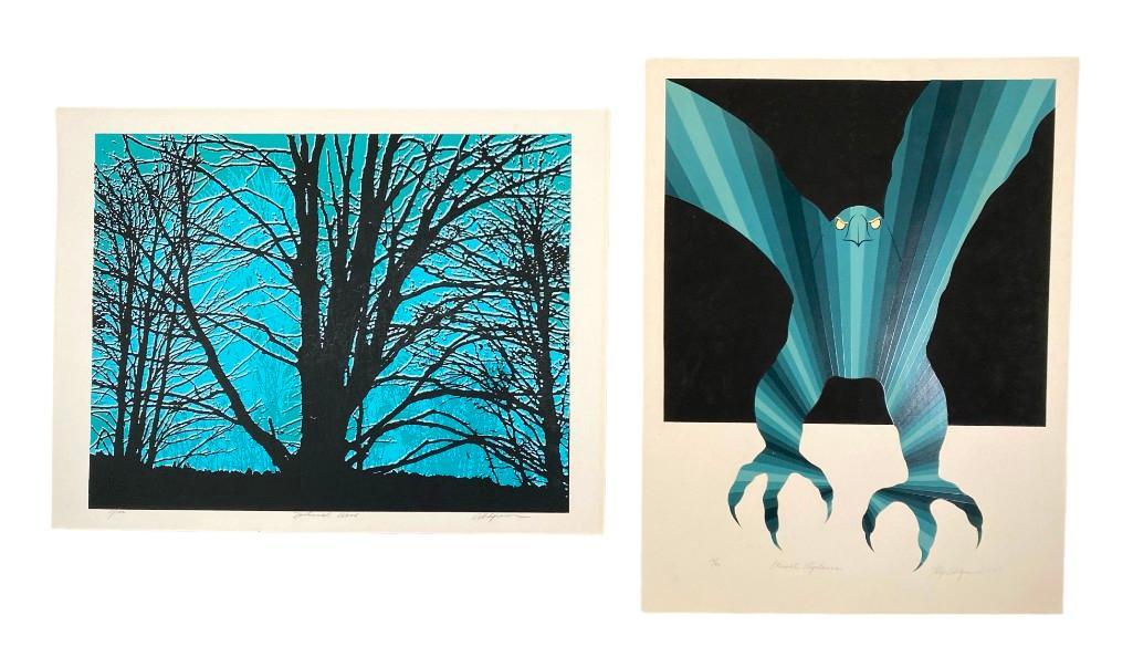 Two Serigraphs by Roy Ahlgren, Eternal Vigilance and Nocturnal Wood (1 of 12)