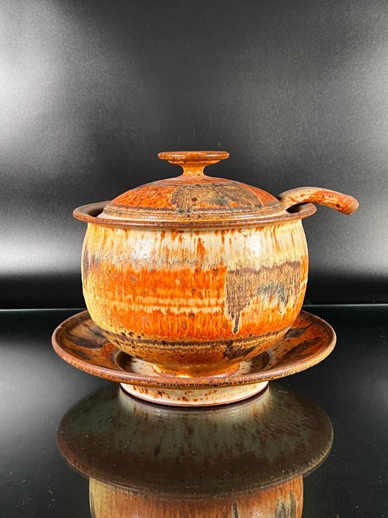 David Batz Stoneware Soup Tureen on Stand (1 of 7)