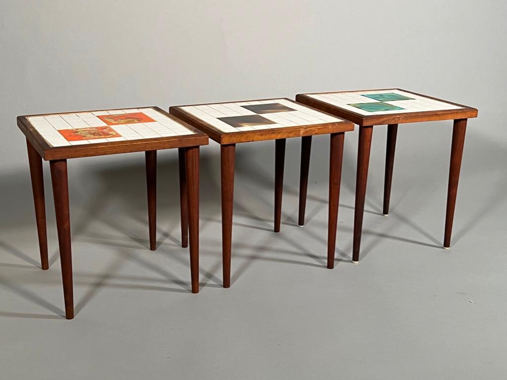 Set of Three Tile Top Nesting Tables (1 of 4)